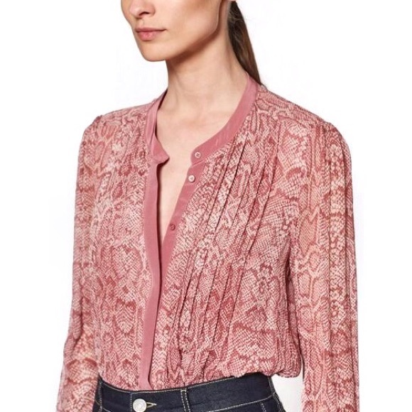 JOIE Tassa Silk Blouse Snakeskin Print Top Laurel - Picture 5 of 12